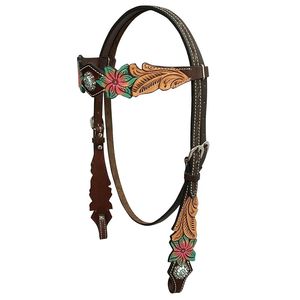 La mejor calidad hecha a mano ecuestre vaca caballo vaca vaquero occidental nuevo cuero genuino Tooled Headstall pecho Collar Tach vaquero - Product Image 2