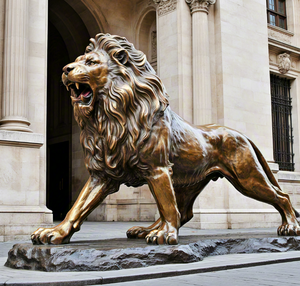 맞춤형 청동 사자 동상 조각 다이 커팅 인쇄 전기도금 황동 인형 주조 기술 작은 장식 - Product Image 2