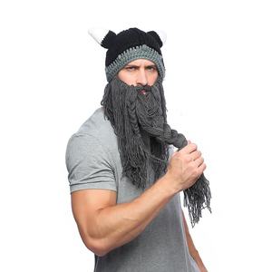 Gorro de Punto Kafeimali para Hombre, Estilo Bárbaro Vagabundo, Plegable, con Barba, Cuernos Vikingos, Gorro Deportivo Novedoso - Product Image 3