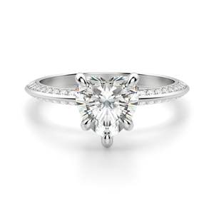 Heart Cut Pave Set Moissanite Anillo de compromiso - Product Image 4