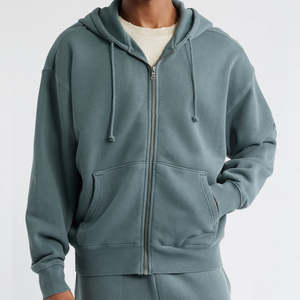 Sudadera con capucha y cremallera de gran tamaño para hombre, sudaderas con capucha personalizadas de Terry para hombre, chaqueta con capucha y cremallera completa, sudadera de algodón orgánico con capucha - Product Image 4