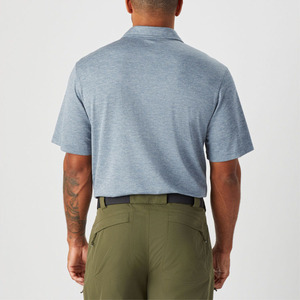 Men's Short Sleeve <b>Polo</b> <b>Shirt</b> Casual Knitted Solid Heather Blue <b>with</b> Chest <b>Pocket</b> Unique Design top manufacturer Private label - Product Image 3