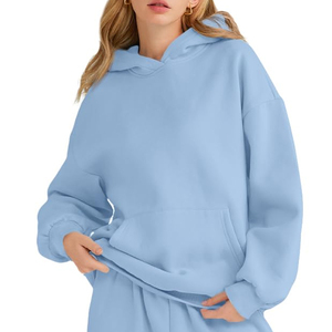 Nouveautés : sweats à capuche pour femmes pour l'hiver |   Sweat à capuche streetwear en molleton épais et surdimensionné |   Sweat-shirt à capuche uni en coton 100% à manches longues - Product Image 1