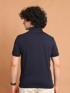 Venta al por mayor 100% algodón estampado bordado Logo hombres Polo Camisa lisa en blanco Golf Polo camiseta personalizada Polos 2025 Color marino - Product Image 6