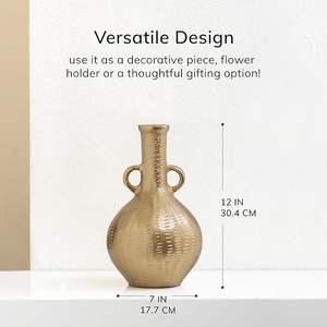 Florero de metal hecho a mano versátil y artístico con asa para regalo y decoración del hogar a granel - Product Image 4