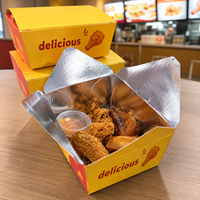 Boîtes alimentaires jetables en papier doublées d'aluminium, étanches et résistantes à la graisse, pour poulet frit, avec couvercles, emballage à emporter pour ailes de poulet BBQ