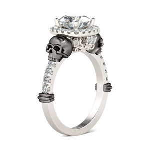 Jeulia Halo Cushion Cut Sterling Silver <b>Skull</b> <b>Ring</b>-Rhodium Plated Fine Jewelry with Zircon - Product Image 1