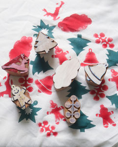 Bloque de Impresión de Madera Navideño |   Bloques de Impresión Indios para Tela, Papel y Arcilla - Product Image 6