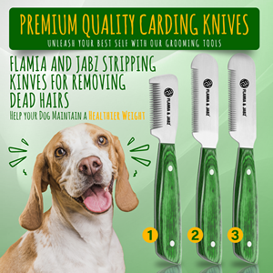 Flamia Jabz Essential Peines peladores de perros de madera grandes Terriers Cuchillo de cardado Mango verde Ecológico Eficaz Aseo de mascotas - Product Image 2