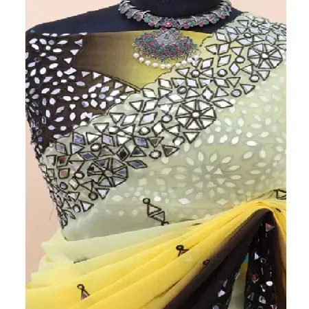 En kaliteli güzel Trendy moda renk sarı yumuşak ipek Saree ipek bluz ile makul fiyata kızlar ve kadınlar için