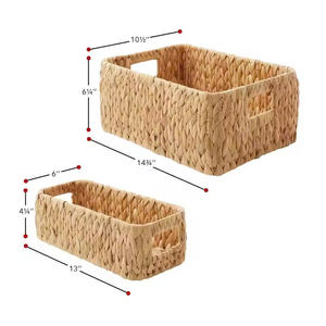 Set of 3 Water Hyacinth Storage <b>Baskets</b> with Handles 1 <b>Large</b> and 2 Medium Weaved Organizers <b>Wicker</b> <b>Basket</b> Storage - Product Image 6