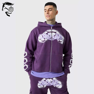 Trajes de chándal, 2 uds., trajes de jogging con cremallera, estampado de transferencia de calor, chándal de algodón, pantalones de chándal acampanados de carga y Sudadera con capucha, conjunto de Jogger - Product Image 3
