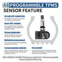 Machine sans sorgho voiture capteur d'air de pneu universel 434mhz tpms outil de programmation capteur tpms interne programmable