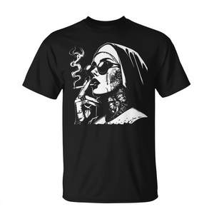 Camiseta de Terror Unholy Nun con Baphomet Satánico, Camiseta Promocional de Halloween de Terror Unholy Nun - Product Image 2