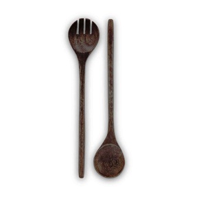 Juego de Cucharas para Ensalada de Cuerno de Búfalo Lacado a Mano, Juego de Servir Ensaladas de Madera Natural con 2 Espátulas, Utensilios Hechos a Mano Sostenibles - Product Image 5