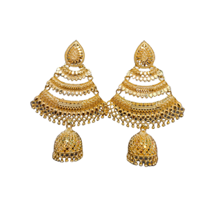 ชุดต่างหูที่มีดีไซน์เป็นเอกลักษณ์22CT ต่างหูชุบทองแบบ Jhumka สำหรับผู้หญิงที่สวมใส่โดยผู้ส่งออก - Product Image 2