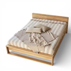 Wabi Sabi Solid Teak <b>Wood</b> King Size Platform <b>Bed</b> <b>Frame</b> <b>with</b> Floating Bedside Cabinet and <b>Storage</b> Luxury Master Bedroom Furniture - Product Image 3
