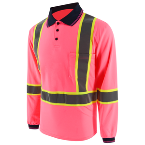 OEM <b>Long</b> <b>Sleeve</b> Security Polo Shirts Work wear Safety Polo Shirt 100% Cotton Hi Viz Safety Polo T-shirt with Reflective Tape - Product Image 3