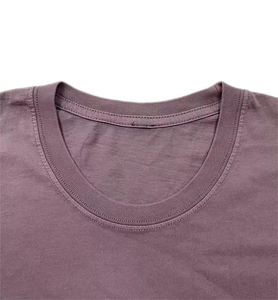 Vente en gros 200 grammes de t-shirt à col rond décontracté pour hommes en tricot délavé avec logo personnalisé imprimé courte longueur unisexe style uni conception vierge - Product Image 5