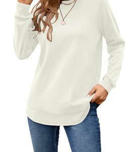 Casual Drop Shoulder Fleece Vente en gros 100% coton Pull surdimensionné Streetwear Brodé De Luxe Femmes Ras Du Cou Sweat - Product Image 4