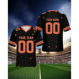 เสื้อฟุตบอลอเมริกัน คอวี สกรีนชื่อและหมายเลขได้ เสื้อฟุตบอลผู้ใหญ่ สวมใส่สบาย ระบายอากาศได้ดี ระบายความร้อนได้ดี - Product Image 1