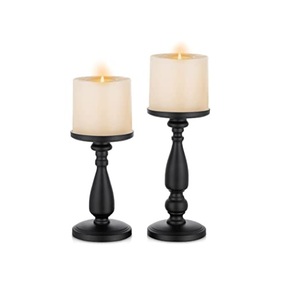 Elegante decoración para el hogar estilo iluminado con juego de 3 soportes de Pilar LED de vela de hierro grande de 7 pulgadas de alto para versátil - Product Image 5