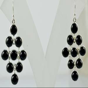 Boucles d'oreilles fines en argent sterling 925 faites à la main par Navya Craft, onyx noir pour femmes, pour Noël, anniversaire, Saint-Valentin - Product Image 4