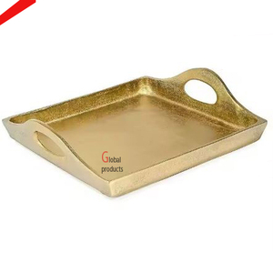 Bandeja de servicio de acero inoxidable de metal con acabado plateado de nuevo diseñador para restaurante y bar de hotel - Product Image 3