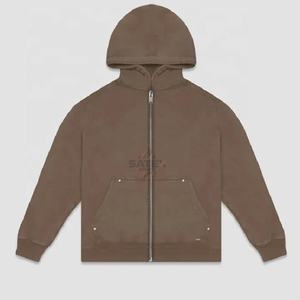 เสื้อฮู้ดซิปยูนิเซ็กซ์ ผ้าฟลีซแห้ง 100% ผ้าฝ้าย ทรงโอเวอร์ไซส์ ลวดลายปักหลายชิ้น สไตล์เรโทร ล้างสีแบบแอซิดวอชและสโตนวอช สำหรับฤดูหนาว - Product Image 2