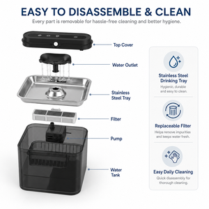 Fuente de Agua Inteligente para Mascotas de 3L, OEM ODM, con Sensor de Movimiento, Inalámbrica, <span class=keywords><strong>Recargable</strong></span>, de Acero Inoxidable, Dispensador Automático de Agua para Gatos, Venta al Por Mayor - Product Image 3