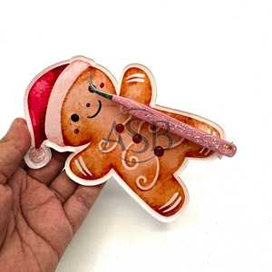 Tuile de cils en acrylique de Noël en pain d'épice avec pince à épiler Tuile de cils durable Impression de logo personnalisé Service OEM - Product Image 4