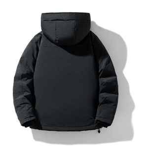 Chaqueta de invierno con capucha de nailon informal para hombre, al aire libre para senderismo, patrón sólido, tela de lona, cuello levantado, logotipo frontal, cierre de cremallera - Product Image 5