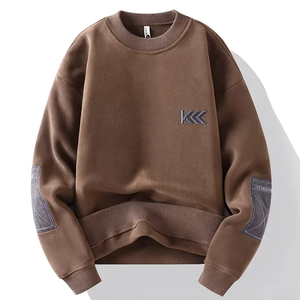 เสื้อวอร์มคอลูกเรือแบบผ่าหน้าสำหรับผู้ชายเสื้อวอร์มผ้าฝ้ายผ้าเทอร์รี่โอเวอร์ไซส์ - Product Image 2