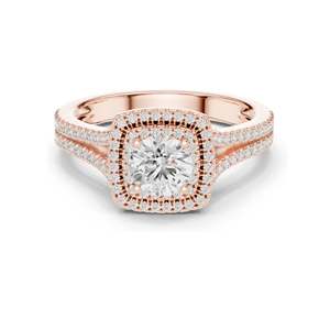 Bague de fiançailles pour femme avec halo de diamants de laboratoire ronds de 1,388 carats, clarté VVS-VS EF, or 18 carats, 14 carats, 10 carats et argent 925, rose - Product Image 1