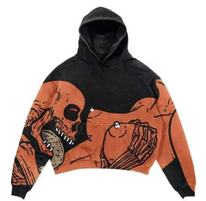 Sudadera con capucha transpirable de mezcla de algodón 100% holgada impresa DTF superventas, sudaderas con capucha Unisex impresas personalizadas para hombre - Product Image 5
