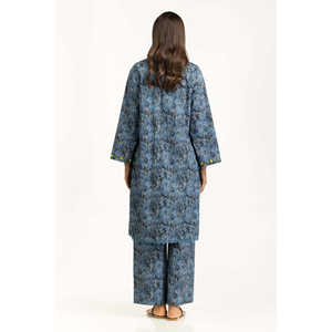 ชุดเซ็ตผ้าฝ้ายพิมพ์ลายสีน้ำเงินสำหรับผู้หญิง ชุดลำลอง 2 ชิ้น สำหรับฤดูใบไม้ผลิ/ฤดูร้อน ไซส์ XS - Product Image 2