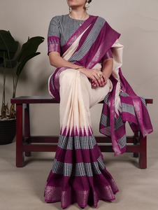 Haute Qualité Poly Coton Avec Impression Et Zari Tissage Travail Saree Fabricant En Gros Usine Au Prix De Gros - Product Image 2