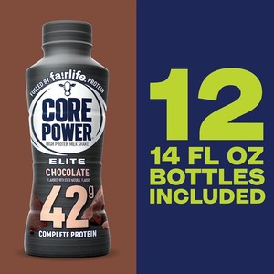 Core Power Elite Chocolate Protein Shake 42G 14oz 12 Pack Bebida de alta proteína para la recuperación y el rendimiento muscular - Product Image 1