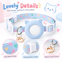Collier pour chat mignon avec support de traceur, boucle de sécurité détachable, réglable, en nylon souple, motif cœur, logo personnalisé, vente en gros, approvisionnement en vrac