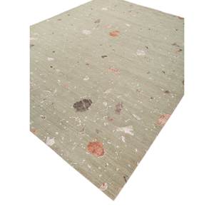 Tapis Kavi vert noué à la main en laine et soie de bambou, motif abstrait, pour couloir, chambre, mur à mur, pour adolescents - Esk-321 - Product Image 2