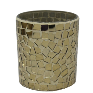 Pot de bougie en mosaïque de miroir argenté personnalisé fait à la main support votif en verre décoratif salon bol de noël de table cire fer - Product Image 3