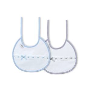 Lot de 2 bavoirs en tissu 100% coton gris et bleu pour bébés et enfants - Product Image 1