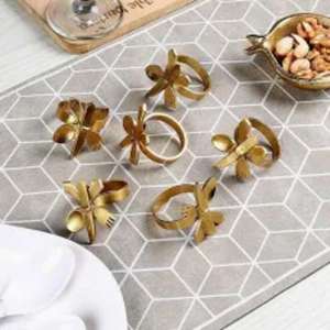 Hermoso juego de servilleteros de metal con acabado de oro antiguo para decoración de comedor de boda de granja rústica con encanto - Product Image 5