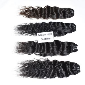 Extensions de cheveux humains naturels indiens non traités, aspect naturel, tissage profond, ondulées, trame unique, cuticules alignées, à vendre - Product Image 1