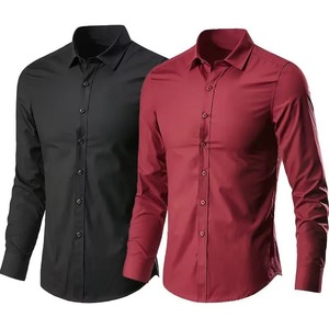Chemise habillée décontractée pour homme, manches longues, anti-froissement, printemps automne, douce, sans repassage, poche d'affaires - Product Image 1