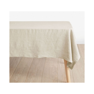 Nappe en coton et lin crème 54 x 84 pouces 175 GSM 215 TC Texture douce Design uni Bordure à pompons Utilisation pour salle à manger et hôtel Commerce B2B - Product Image 1