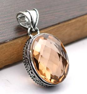 Collar Vintage de latón hecho a mano para mujer, colgante de piedras preciosas naturales de morganita, moda de moda para fiestas temáticas cristianas surtidas - Product Image 1