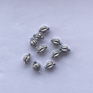 8mm 925 argent Sterling rond oignon citrouille sculpté forme perles faites à la main or Micron perle pour la fabrication de bijoux anneau boucle d'oreille pendentif - Product Image 3