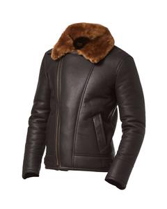 Blouson en cuir B3 Bomber avec doublure en fourrure de mouton pour homme - Imperméable, réversible, style vintage, blouson de moto d'hiver - Product Image 3