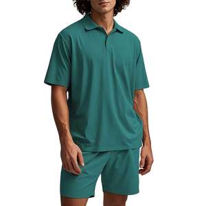 OEM personalizado de los hombres casuales para la camisa de Polo y corto conjunto de gran oferta de nailon que absorbe el sudor de poliéster sólido patrón de tela de lona - Product Image 6